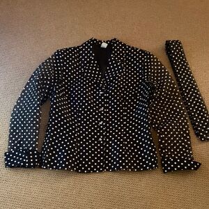MSK Black and White Polka Dot Blazer